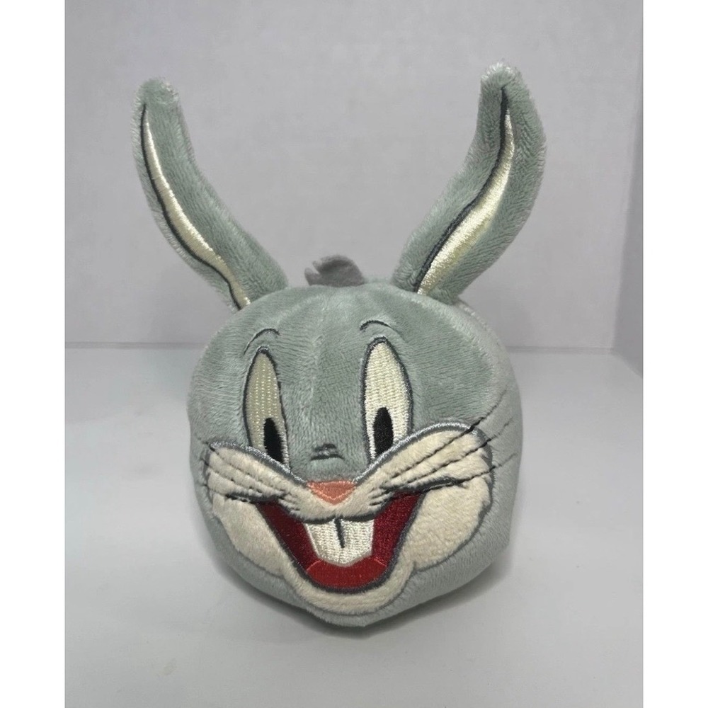 Hallmark Looney Tunes Bugs Bunny Plush Head Round Bean Bag Grey 5 Inch